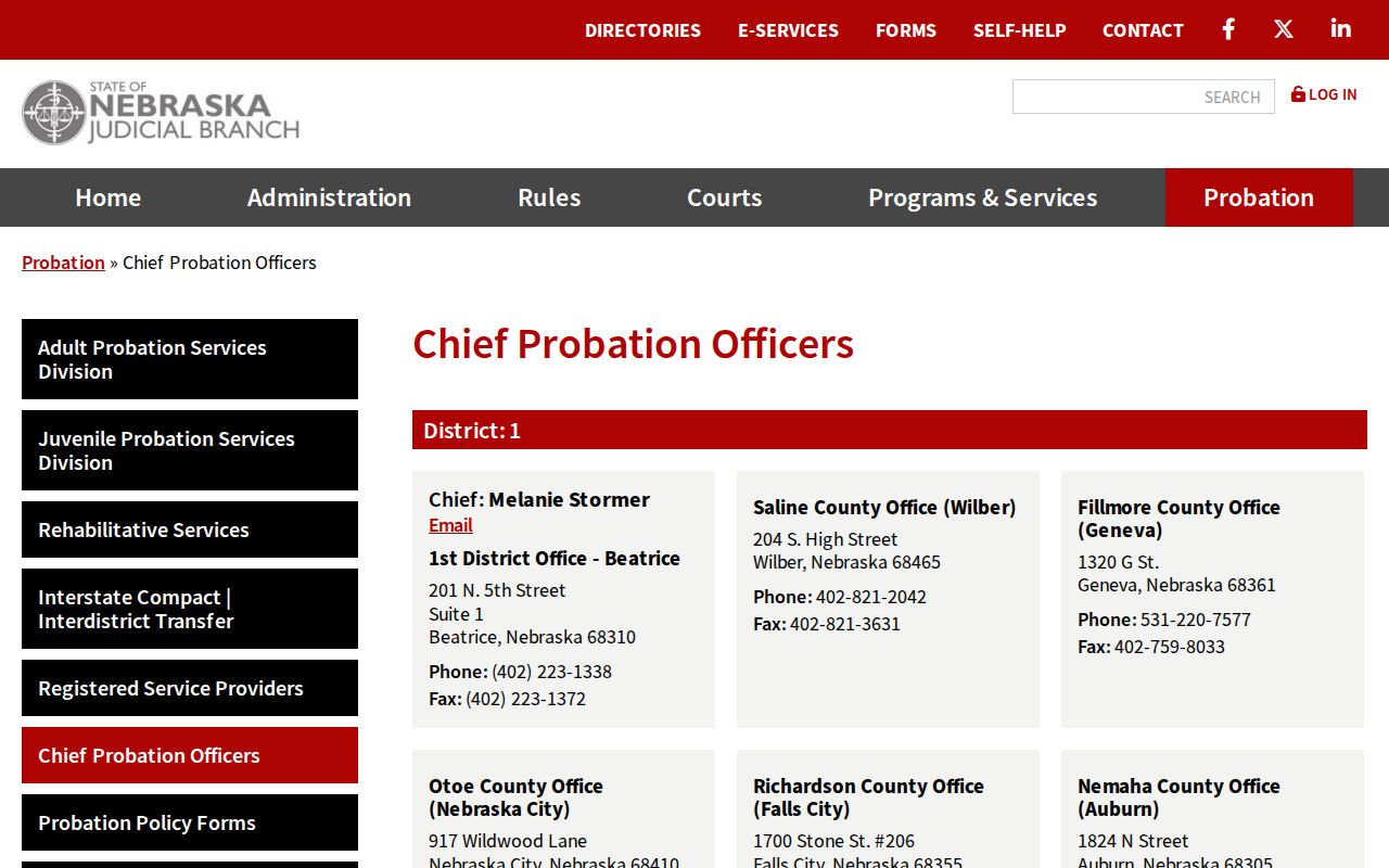 Probation District 7 office serving Cuming County criminal cases